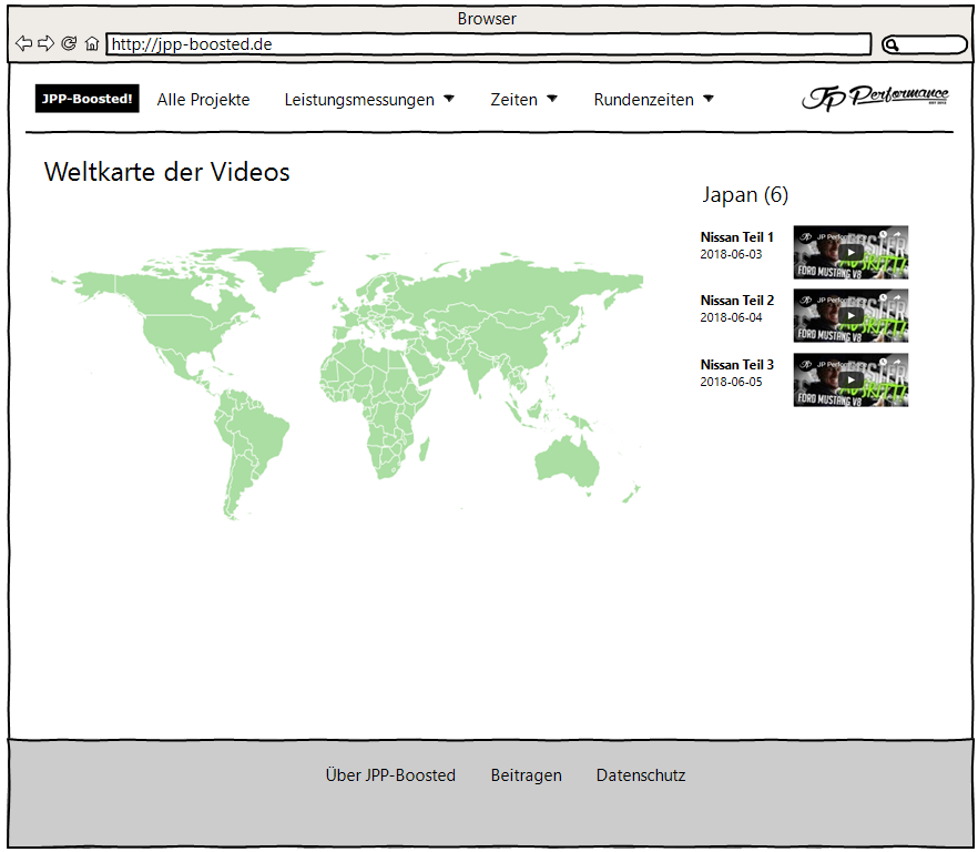 Weltkarte der Videos